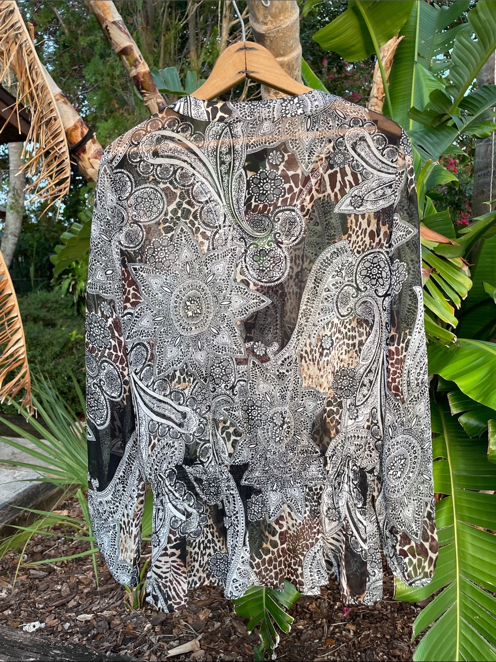 silk Leopard, print and Paisley sheer blouse - Picture 4 of 6